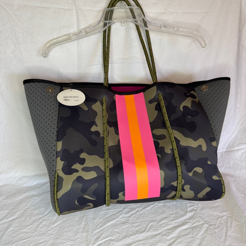 NWT: PARKER & HYDE Camouflage Tote with Pink and Orange Accents